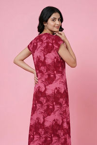 Zivame Woven Ankle Length Nightdress - Cashmere Rose — thumbnail 5